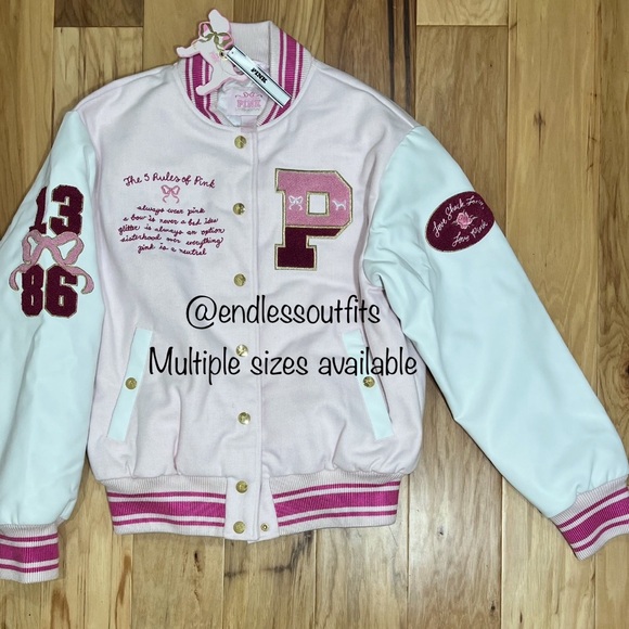 LoveShackFancy Jackets & Blazers - VS PINK LOVE SHACK FANCY VARSITY JACKET BOYFRIEND REISSUED IN PINK TULIP